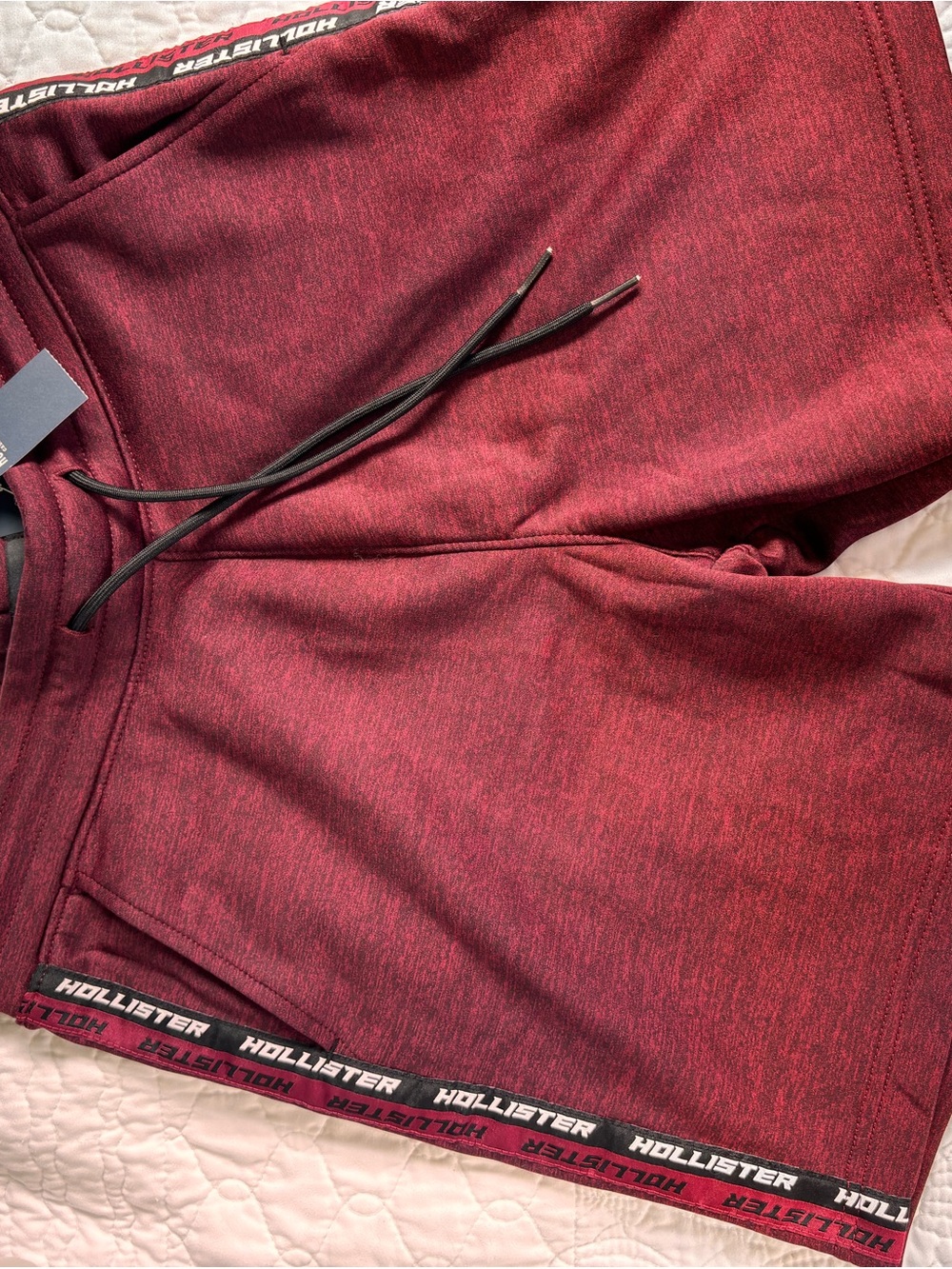 Hollister Men's Athletic Shorts Burgundy with Black Trim